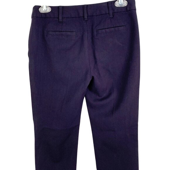 Tory Burch Skinny Pant Navy Wool Tweed Crop Size 0 GUC Career Low Rise $278 - Picture 8 of 9